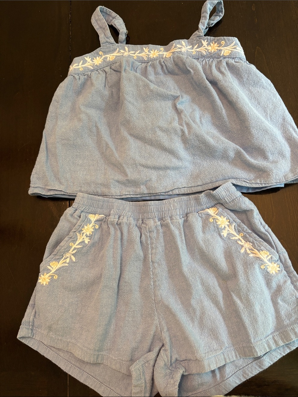 abercrombie kids Light Blue Embroidered Matching Tank & Shorts Set